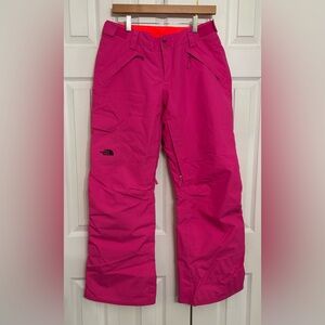Women’s North Face snow pants. Pink with orange interior.